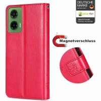 Hülle für Motorola Moto G35 Handyhülle mit [Standfunktion][Kartenfächern] in Rot