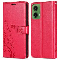 Hülle für Motorola Moto G35 Handyhülle mit [Standfunktion][Kartenfächern] in Rot