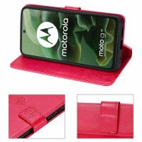 Hülle für Motorola Moto G35 Handyhülle mit [Standfunktion][Kartenfächern] in Rot