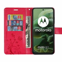 Hülle für Motorola Moto G35 Handyhülle mit [Standfunktion][Kartenfächern] in Rot