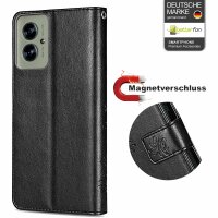 Hülle für Motorola Moto G55 Handyhülle mit [Standfunktion][Kartenfächern] in Schwarz