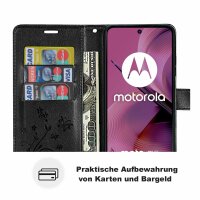 Hülle für Motorola Moto G55 Handyhülle mit [Standfunktion][Kartenfächern] in Schwarz