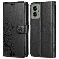 Hülle für Motorola Moto G55 Handyhülle mit [Standfunktion][Kartenfächern] in Schwarz