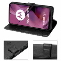 Hülle für Motorola Moto G55 Handyhülle mit [Standfunktion][Kartenfächern] in Schwarz