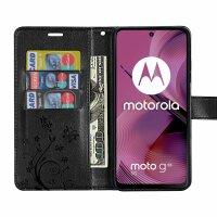 Hülle für Motorola Moto G55 Handyhülle mit [Standfunktion][Kartenfächern] in Schwarz