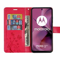 Hülle für Motorola Moto G55 Handyhülle mit [Standfunktion][Kartenfächern] in Rot