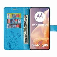 Hülle für Motorola Moto G85 Handyhülle mit [Standfunktion][Kartenfächern] in Blau