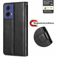 Hülle für Motorola Moto G85 Handyhülle mit [Standfunktion][Kartenfächern] in Schwarz