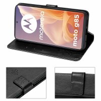 Hülle für Motorola Moto G85 Handyhülle mit [Standfunktion][Kartenfächern] in Schwarz