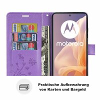 Hülle für Motorola Moto G85 Handyhülle mit [Standfunktion][Kartenfächern] in Lila
