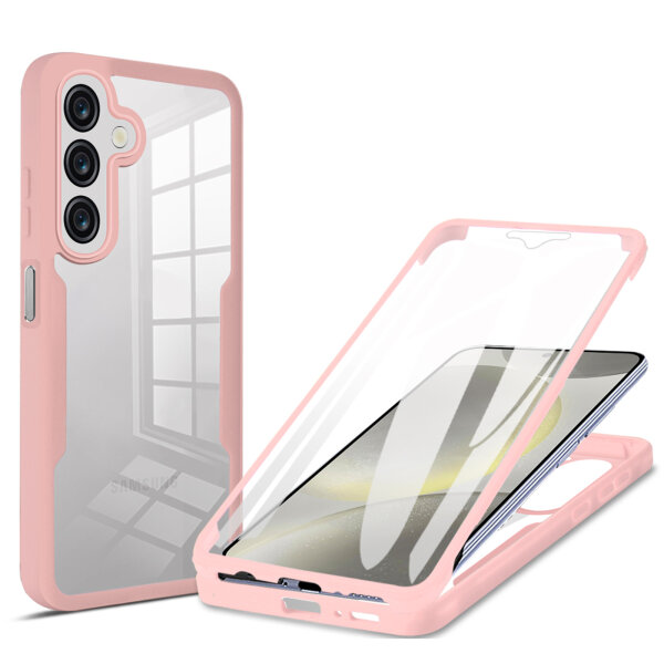 360° Hülle für Samsung Galaxy A16 / A17, 360 Grad Handyhülle mit Integriertem Displayschutz in Rosa