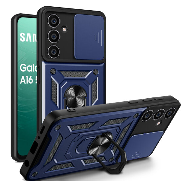 Outdoor Panzer Hülle für Samsung Galaxy A17 mit Kameraschutz Ringhalter Bumper in Blau
