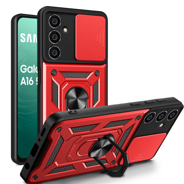 Outdoor Panzer Hülle für Samsung Galaxy A17 mit Kameraschutz Ringhalter Bumper in Rot