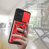Outdoor Panzer Hülle für Samsung Galaxy A17 mit Kameraschutz Ringhalter Bumper in Rot