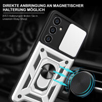 Outdoor Panzer Hülle für Samsung Galaxy A17 mit Kameraschutz Ringhalter Bumper in Silber