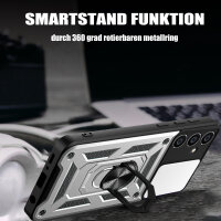 Outdoor Panzer Hülle für Samsung Galaxy A17 mit Kameraschutz Ringhalter Bumper in Silber