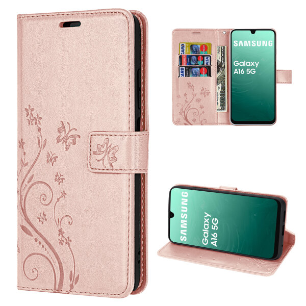 Handy Tasche für Samsung Galaxy A17 5G Hülle Handyhülle Klapphülle Wallet Case in Rosegold