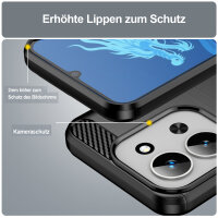 Hülle für Xiaomi Redmi 15C (173cm) Carbon Backcover Handyhülle Outdoor Stoßfeste Handy Tasche Schwarz