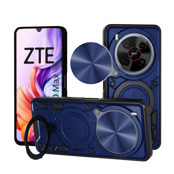 Outdoor Panzer Hülle für ZTE Blade V70 Max Handyhülle mit Slide Kameraschutz Ringhalter Bumper in Blau