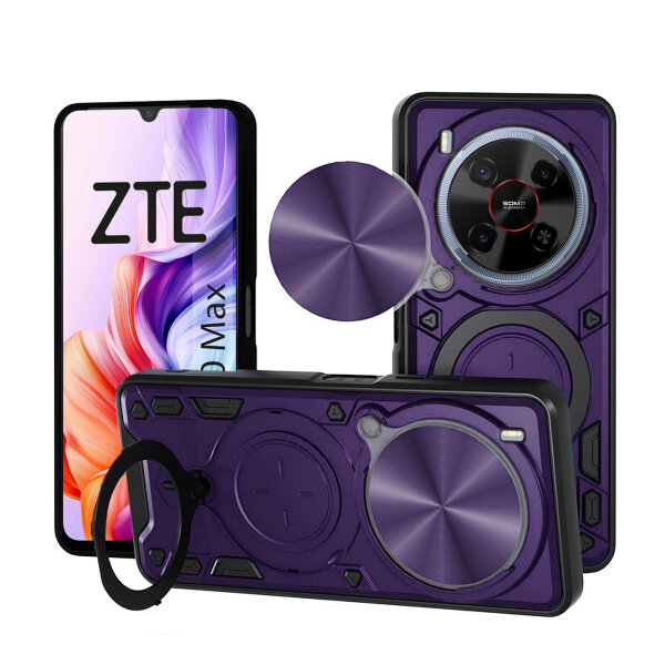 Outdoor Panzer Hülle für ZTE Blade V70 Max Handyhülle mit Slide Kameraschutz Ringhalter Bumper in Lila
