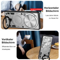 Outdoor Panzer Hülle für ZTE Blade V70 Max Handyhülle mit Slide Kameraschutz Ringhalter Bumper in Silber