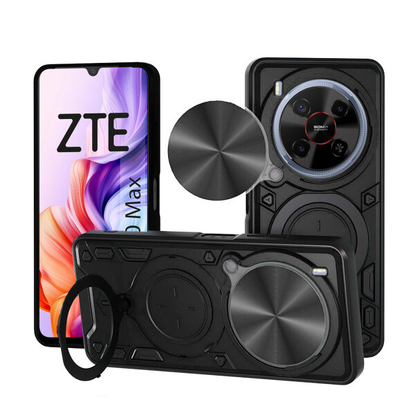 Outdoor Panzer Hülle für ZTE Blade V70 Max Handyhülle mit Slide Kameraschutz Ringhalter Bumper in Schwarz