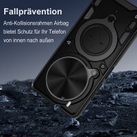 Outdoor Panzer Hülle für ZTE Blade V70 Max Handyhülle mit Slide Kameraschutz Ringhalter Bumper in Schwarz