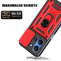 Outdoor Panzer Hülle für Xiaomi Redmi 15C (173cm) Handyhülle Kameraschutz Ringhalter in Rot
