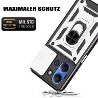 Outdoor Panzer Hülle für Xiaomi Redmi 15C (173cm) Handyhülle Kameraschutz Ringhalter in Silber