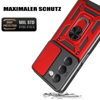 Outdoor Panzer Hülle für Xiaomi Redmi 15 4G / 5G Handyhülle Kameraschutz Ringhalter in Rot