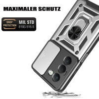 Outdoor Panzer Hülle für Xiaomi Redmi 15 4G / 5G Handyhülle Kameraschutz Ringhalter in Silber