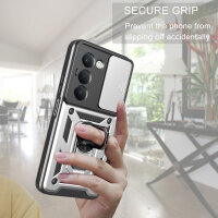 Outdoor Panzer Hülle für Xiaomi Redmi 15 4G / 5G Handyhülle Kameraschutz Ringhalter in Silber