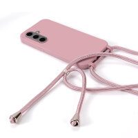 Handykette für Samsung Galaxy S25 FE Hanyhülle mit Band Hülle mit Kodel Smartphone Halskette in Rosa