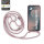 Handykette für Samsung Galaxy S25 FE Hanyhülle mit Band Hülle mit Kodel Smartphone Halskette in Rosa