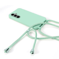 Handykette für Samsung Galaxy S25 FE Hanyhülle mit Band Hülle mit Kodel Smartphone Halskette in Mintgrün