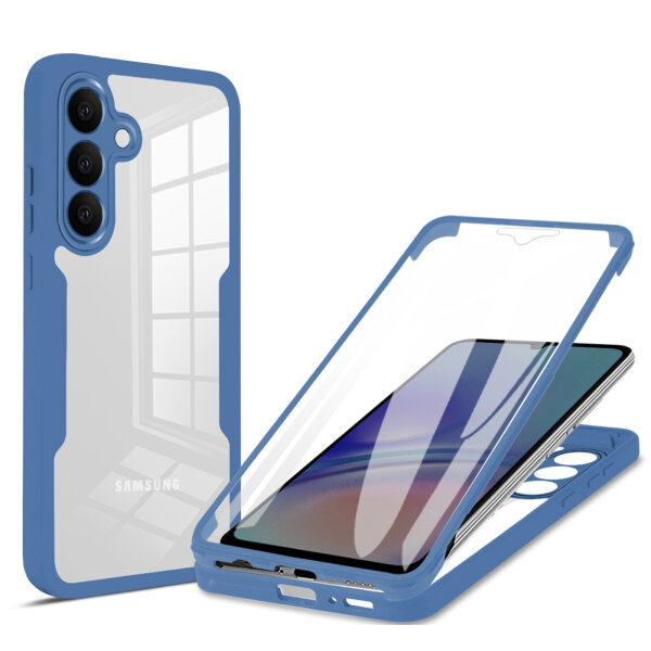 360° Grad Hülle für Samsung Galaxy S25 FE mit Integriertem Displayschutz Blau