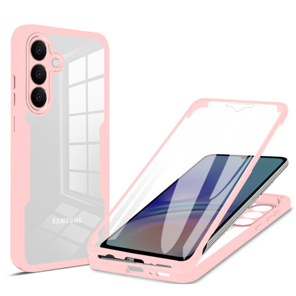 360° Grad Hülle für Samsung Galaxy S25 FE mit Integriertem Displayschutz Rosa