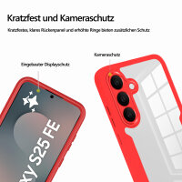 360° Grad Hülle für Samsung Galaxy S25 FE mit Integriertem Displayschutz Rot