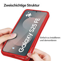 360° Grad Hülle für Samsung Galaxy S25 FE mit Integriertem Displayschutz Rot