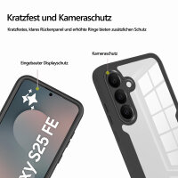 360° Grad Hülle für Samsung Galaxy S25 FE mit Integriertem Displayschutz Schwarz