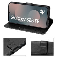 Handy Tasche für Samsung Galaxy S25 FE Hülle Handyhülle Klapphülle Wallet Case in Schwarz