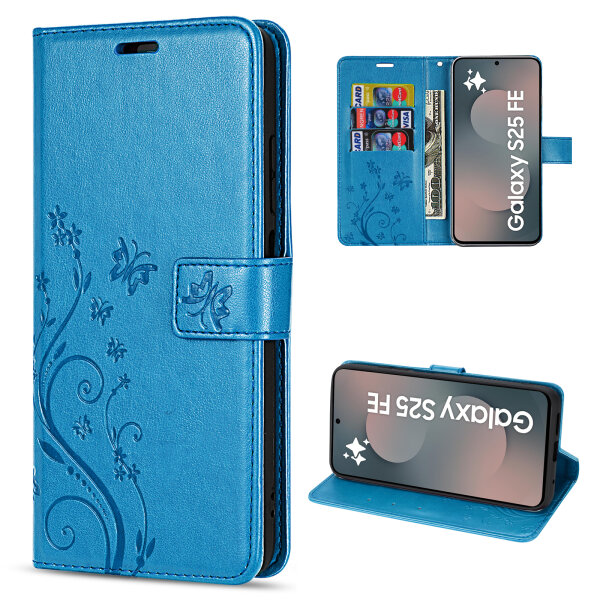 Handy Tasche für Samsung Galaxy S25 FE Hülle Handyhülle Klapphülle Wallet Case in Blau