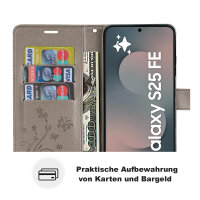 Handy Tasche für Samsung Galaxy S25 FE Hülle Handyhülle Klapphülle Wallet Case in Grau