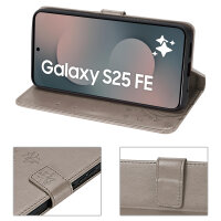 Handy Tasche für Samsung Galaxy S25 FE Hülle Handyhülle Klapphülle Wallet Case in Grau
