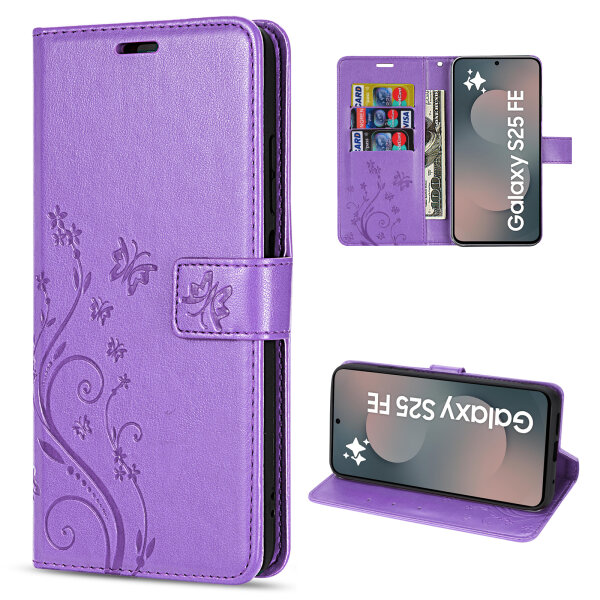Handy Tasche für Samsung Galaxy S25 FE Hülle Handyhülle Klapphülle Wallet Case in Lila