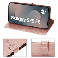 Handy Tasche für Samsung Galaxy S25 FE Hülle Handyhülle Klapphülle Wallet Case in Rosegold