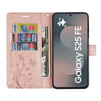 Handy Tasche für Samsung Galaxy S25 FE Hülle Handyhülle Klapphülle Wallet Case in Rosegold