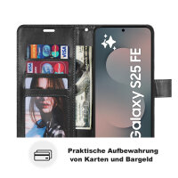 Handy Tasche für Samsung Galaxy S25 FE Hülle Handyhülle Klapphülle Wallet Case in Schwarz
