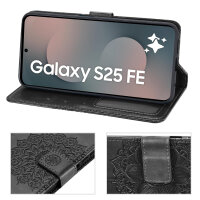 Handy Tasche für Samsung Galaxy S25 FE Hülle Handyhülle Klapphülle Wallet Case in Schwarz