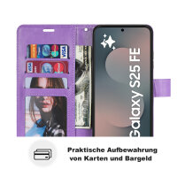 Handy Tasche für Samsung Galaxy S25 FE Hülle Handyhülle Klapphülle Wallet Case in Lila